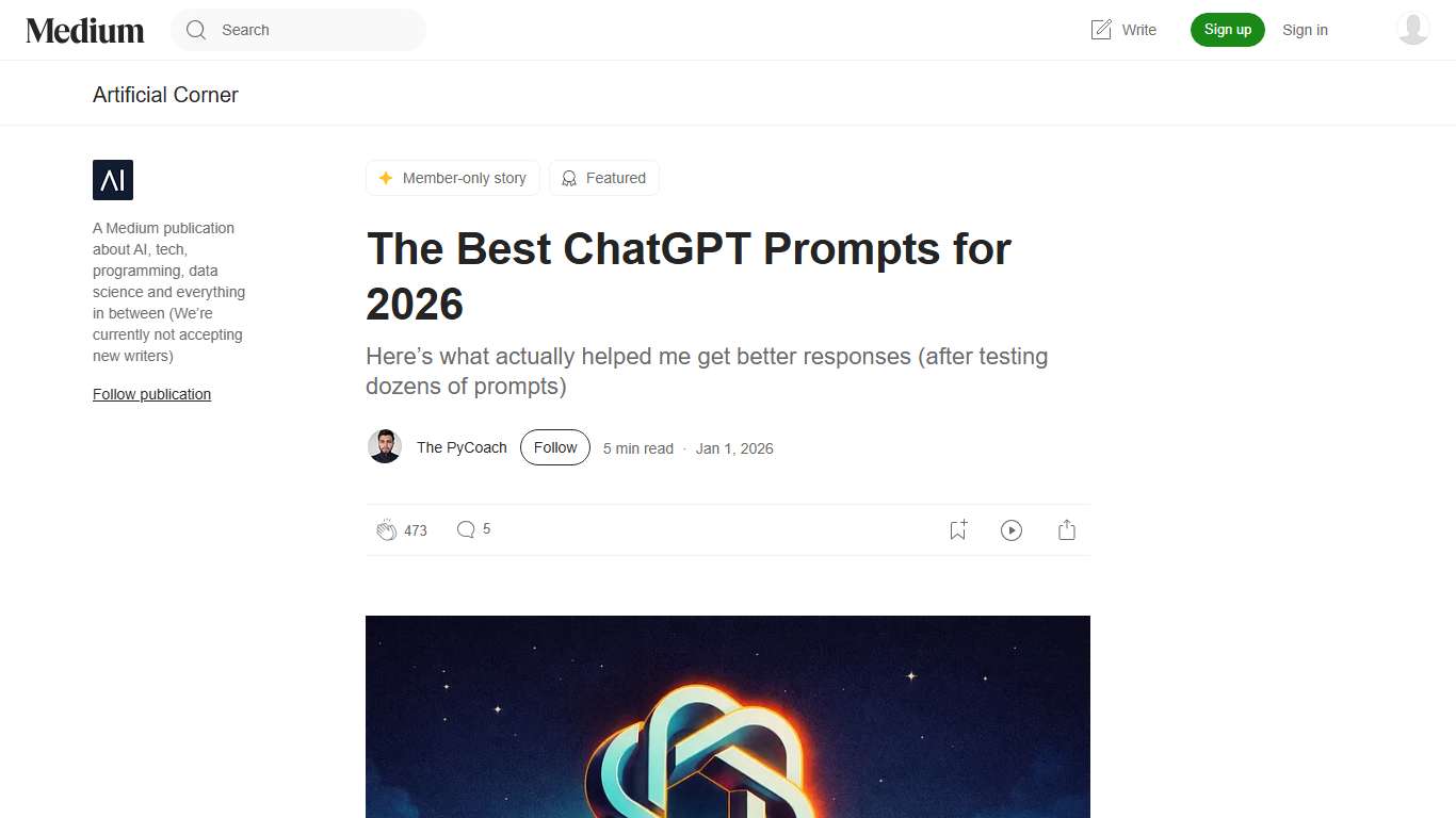 The Best ChatGPT Prompts for 2026 | by The PyCoach | Artificial Corner | Jan, 2026 | Medium